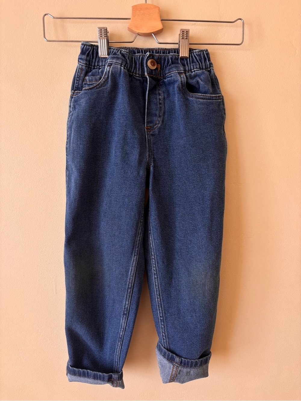 Hanna Andersson Denim Barrel Pants boys size 6-7 Jeans OEKO-TEX organic